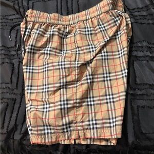 Burberry Tan and Black Checkered Athletic Shorts